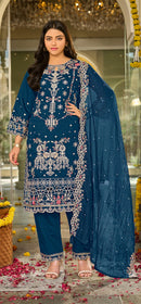 Hessa 3023 Roman Silk Heavy Embroidery & Khatli Work Designer Salwar Suit