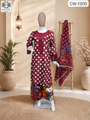 Mushk CW 1200 Viscose Satin Silk Digital Print Ready Made Suit