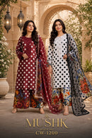 Mushk CW 1200 Viscose Satin Silk Digital Print Ready Made Suit