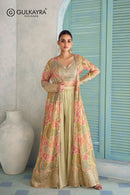 Gulkayra Designer Saheen Real Chinon Digital Print Designer Anarkali Style Suit