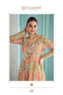 Gulkayra Designer Saheen Real Chinon Digital Print Designer Anarkali Style Suit