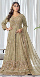 Serine S 1367 Ari Gold Silk Heavy Embroidery & Bits Khatli Work Designer Gown