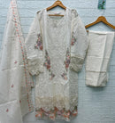 Elan E 18 Cambric Lawn Cotton Heavy Embroidered With Pearls Worked Pakistani Suits