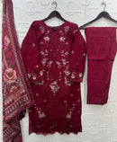 Elan E 31 Cambric Lawn Cotton Heavy Embroidered With Handwork Pakistani Suits