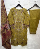 Elan E 31 Cambric Lawn Cotton Heavy Embroidered With Handwork Pakistani Suits