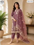 Shraddha Designer Cw 1176 Vikos Pettenn Cheks & Handwork Khatli Work Pakistani Suits