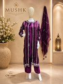Shraddha Designer Cw 1080 Crystal Bits With Burberry & Viscose Velvet Shimmer Work Pakistani Suit