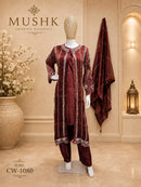 Shraddha Designer Cw 1080 Crystal Bits With Burberry & Viscose Velvet Shimmer Work Pakistani Suit