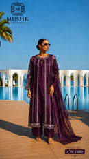 Shraddha Designer Cw 1080 Crystal Bits With Burberry & Viscose Velvet Shimmer Work Pakistani Suit