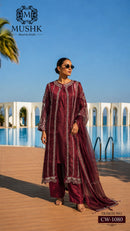 Shraddha Designer Cw 1080 Crystal Bits With Burberry & Viscose Velvet Shimmer Work Pakistani Suit
