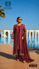 Shraddha Designer Cw 1080 Crystal Bits With Burberry & Viscose Velvet Shimmer Work Pakistani Suit