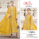 Motifz 5465 Chiffon Embroidery Khatli Work Designer Suit