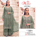 Motifz 5484 Chiffon Embroidery Khatli Work Suits