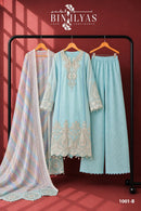 Bin ilyas 1001 Crystal Chiffon Embroidered Readymade Suits