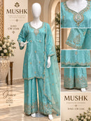 Shraddha Designer Mushk CW 1144 Roman Glass Silk Heavy Bits Readymade Suits