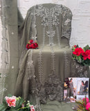 Elan E 61 Maria B Chiffon Heavy Embroidered Pearls & Cutwork Pakistani Suit