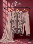 Bin Ilyas 1002 Heavy Lining Kota Checks Orange Full Cutwork Pakistani Suit