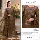 Elan E 63 Premium Chiffon Heavy Embroidered Applique Work Pakistani Suit