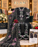 Elan E 66 Chiffon Heavy Embroidered With Appliqué Handwork & Cutwork Suit