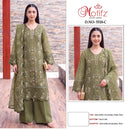 Motifz 5518 Gold Chiffon Suit With Embroidery & Khatli Worked Pakistani Suits