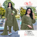Motifz 5269 Chiffon Embroidery Khatli Work Designer Pakistani Party Wear Suit
