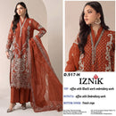 IZNIK FAB 517 Heavy Siffon Suit with Heavy Embroidery & Khatli Work Premium Pakistani Party Wear Suit.