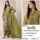 IZNIK FAB 517 Heavy Siffon Suit with Heavy Embroidery & Khatli Work Premium Pakistani Party Wear Suit.
