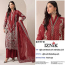 IZNIK FAB 517 Heavy Siffon Suit with Heavy Embroidery & Khatli Work Premium Pakistani Party Wear Suit.