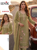 Iznik Fab 536 Heavy Siffon With Heavy Embroidery & Khatli Work Premium Pakistani Party Wear Suit