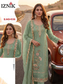 Iznik Fab 536 Heavy Siffon With Heavy Embroidery & Khatli Work Premium Pakistani Party Wear Suit