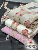Maryams M 963 NC Moss Suit With Embroidery & Beads Worked Pakistani Suits