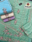 MARYAMS M 966 NC Moss Embroidered Suit With Beads Work Designer Pakistani Suit