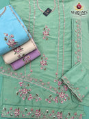 MARYAMS M 966 NC Moss Embroidered Suit With Beads Work Designer Pakistani Suit
