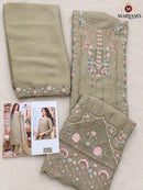 MARYAMS M 960 Ragga Chiffon Embroidered Suit With Khatli Work Designer Pakistani Suit