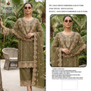 MARYAMS M 972 Gold Chiffon Embroidered Suit With Beads Worked Pakistani Suits