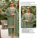 MARYAMS M 972 Gold Chiffon Embroidered Suit With Beads Worked Pakistani Suits