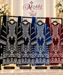 Motifz R 2042 Velvet Suit With Embroidery & Khatli Worked Winter Wear Pakistani Suits
