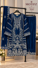 Motifz R 2042 Velvet Suit With Embroidery & Khatli Worked Winter Wear Pakistani Suits