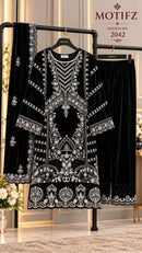 Motifz R 2042 Velvet Suit With Embroidery & Khatli Worked Winter Wear Pakistani Suits