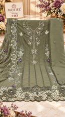 Motifz 5463 Chiffon Suit With Embroidery & Khatli Worked Pakistani Suits