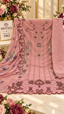 Motifz 5463 Chiffon Suit With Embroidery & Khatli Worked Pakistani Suits