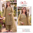 Motifz 5547 Gold Siffon Suit with Embroidery Bits Worked Suits