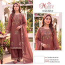 Motifz 5547 Gold Siffon Suit with Embroidery Bits Worked Suits