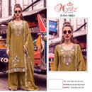 Motifz 5482 Gold Chiffon Embroidered Bits Work Designer Pakistani Suits
