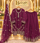 Bilqis B 293 Heavy Chiffon Beads Embroidered Designer Readymade Suit