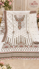 Motifz 5559 Chiffon Suit With Embroidery Khatli Work Premium Unstitched Suit Collection