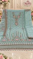 Motifz 5559 Chiffon Suit With Embroidery Khatli Work Premium Unstitched Suit Collection