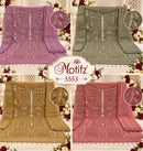 Motifz 5553 Gold Chiffon Suit With Embroidery Khatli Work Premium Unstitched Suit Collection