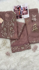 Motifz 5482 Gold Chiffion Embroidery Bits Work Suits