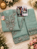 Motifz 5482 Gold Chiffion Embroidery Bits Work Suits